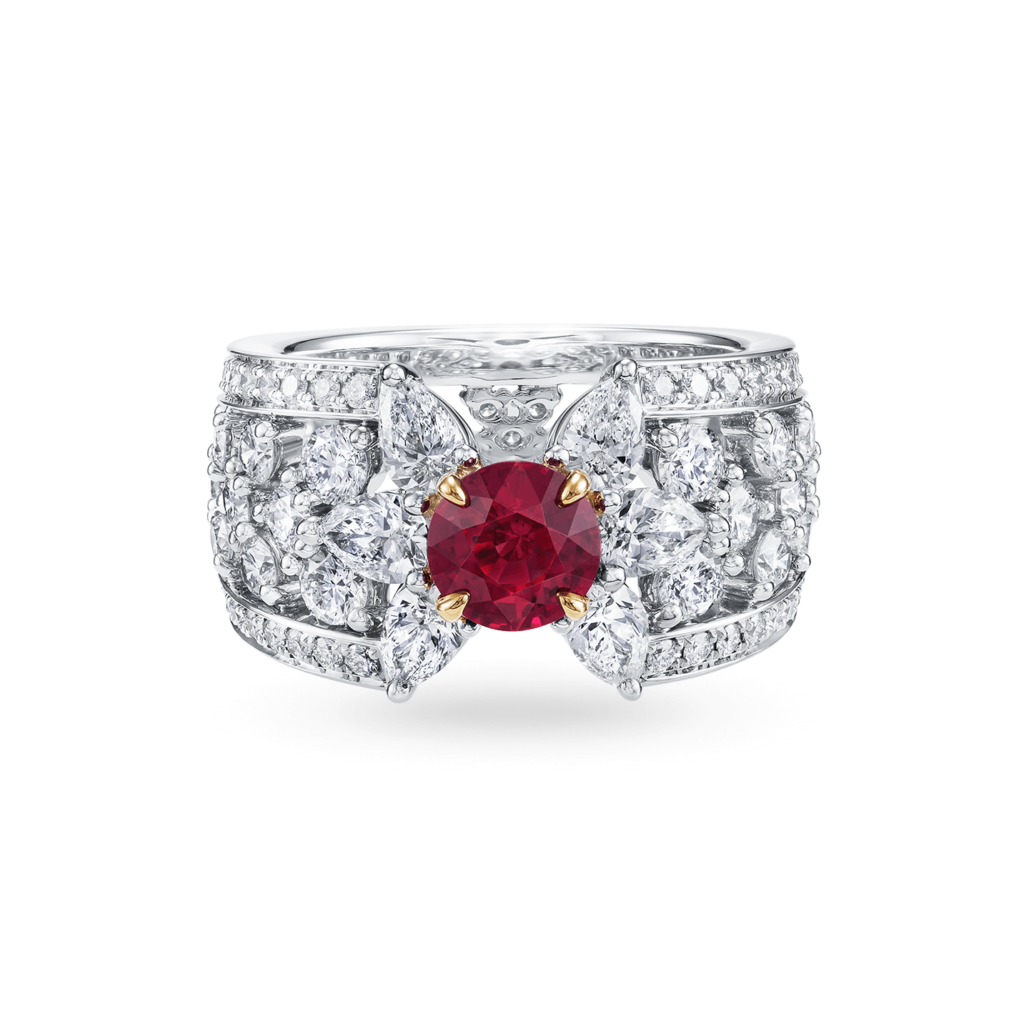 14K Rose Gold Round Diamond and Ruby Engagement Ring (Semi Mount) | Carizza  | Jewelry Artisans
