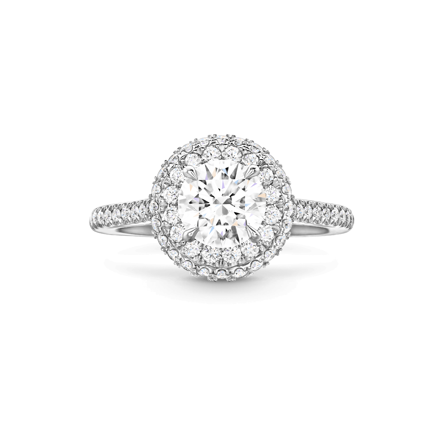 The One Double Halo Micropave Diamond Engagement Ring Harry Winston