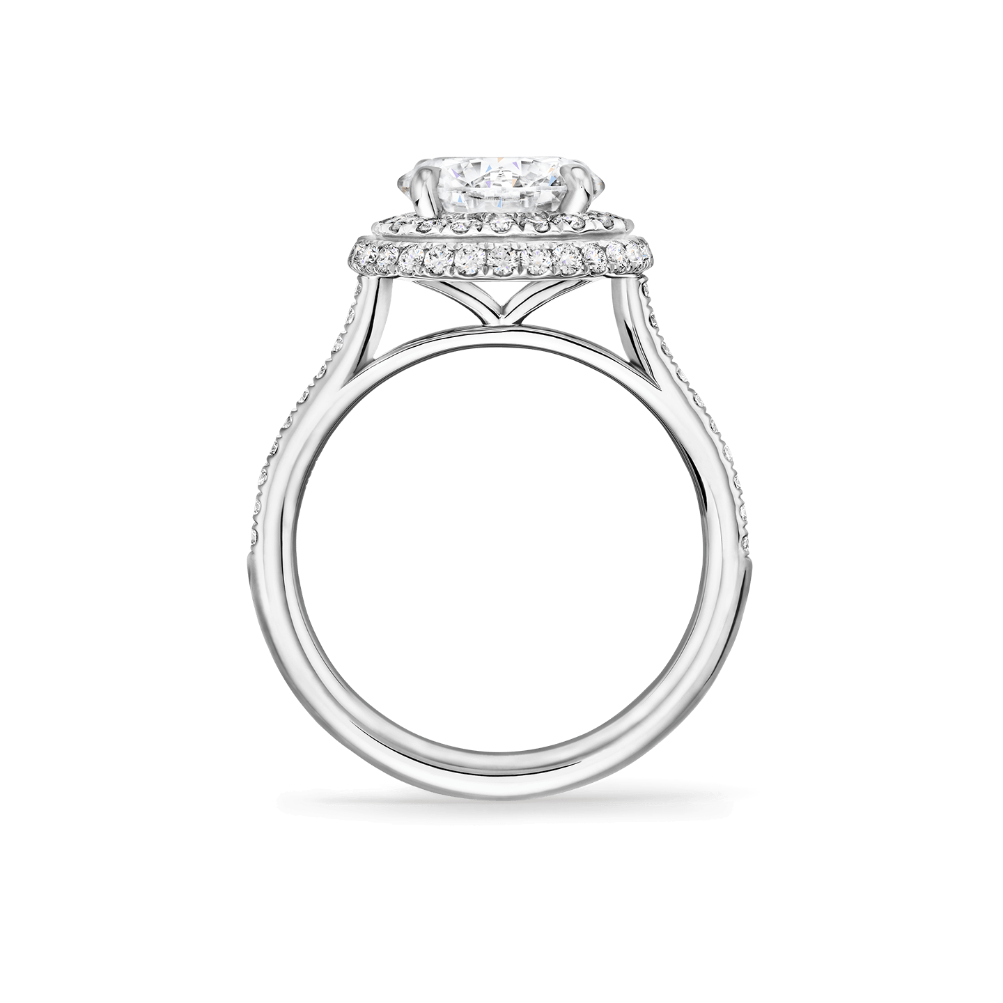 Vue latérale de la Bague de fiançailles en diamant The One