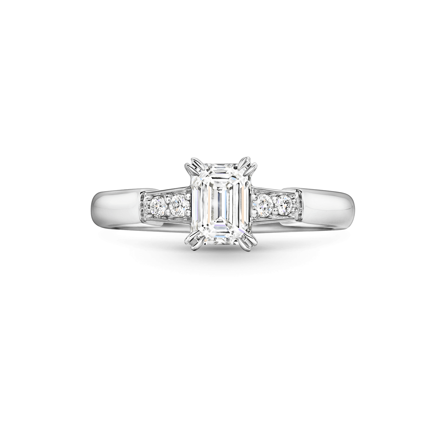 Front view of the Tryst Emerald-Cut Diamond Engagement Ring