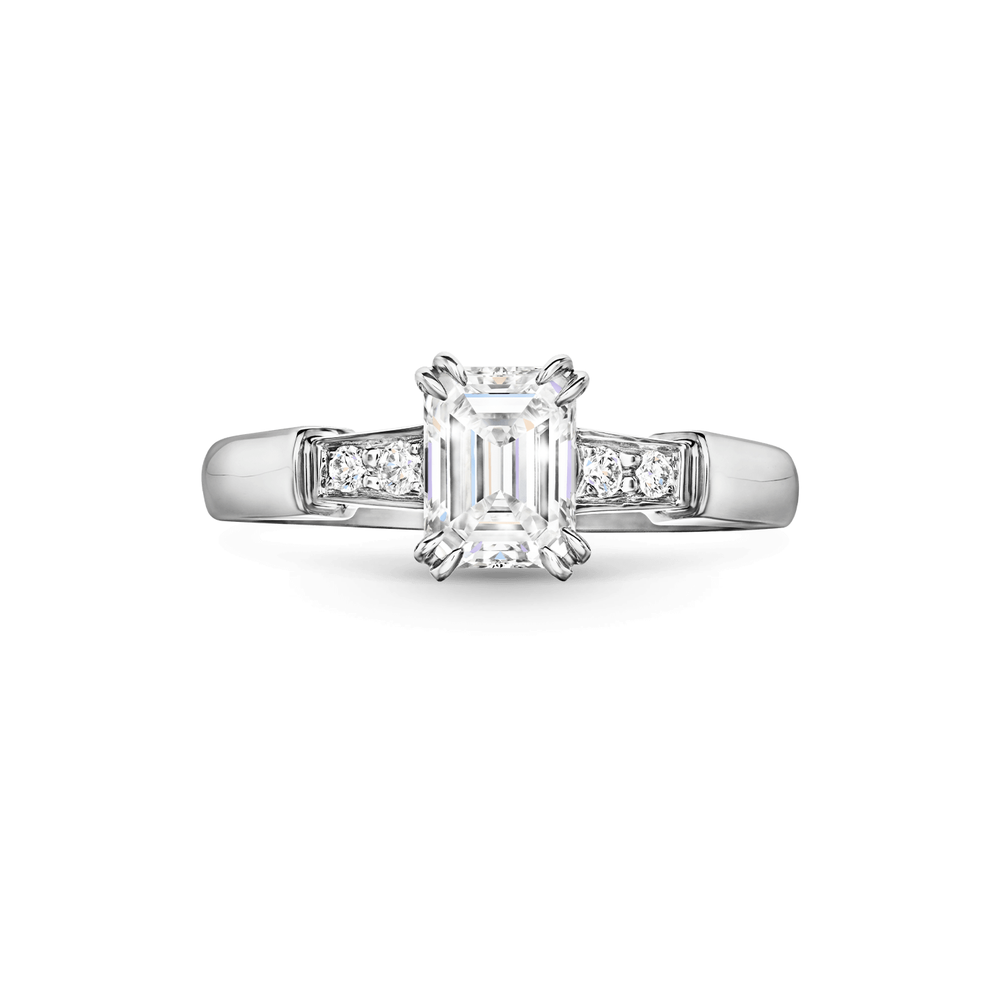 Front view of the Tryst Emerald-Cut Diamond Engagement Ring