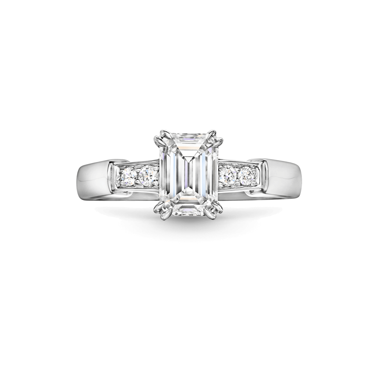 Front view of the Tryst Emerald-Cut Diamond Engagement Ring