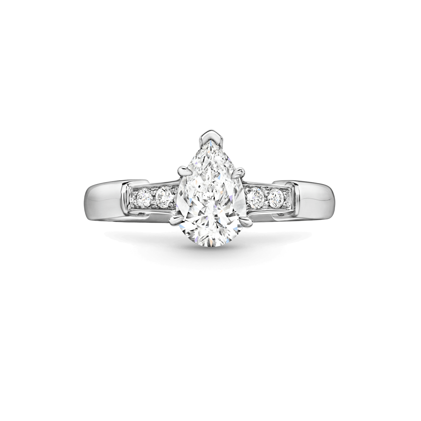 Vue de face de la Bague de fiançailles Tryst diamant taille poire