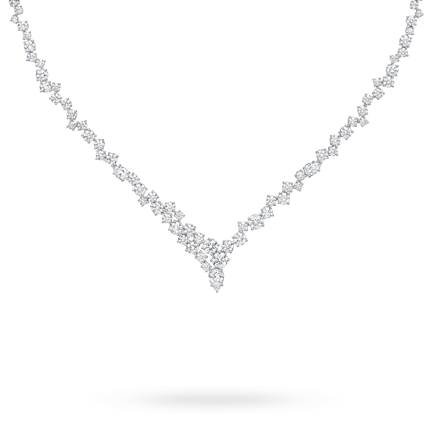 Close-up view of the Sparkling Cluster Diamond Necklace