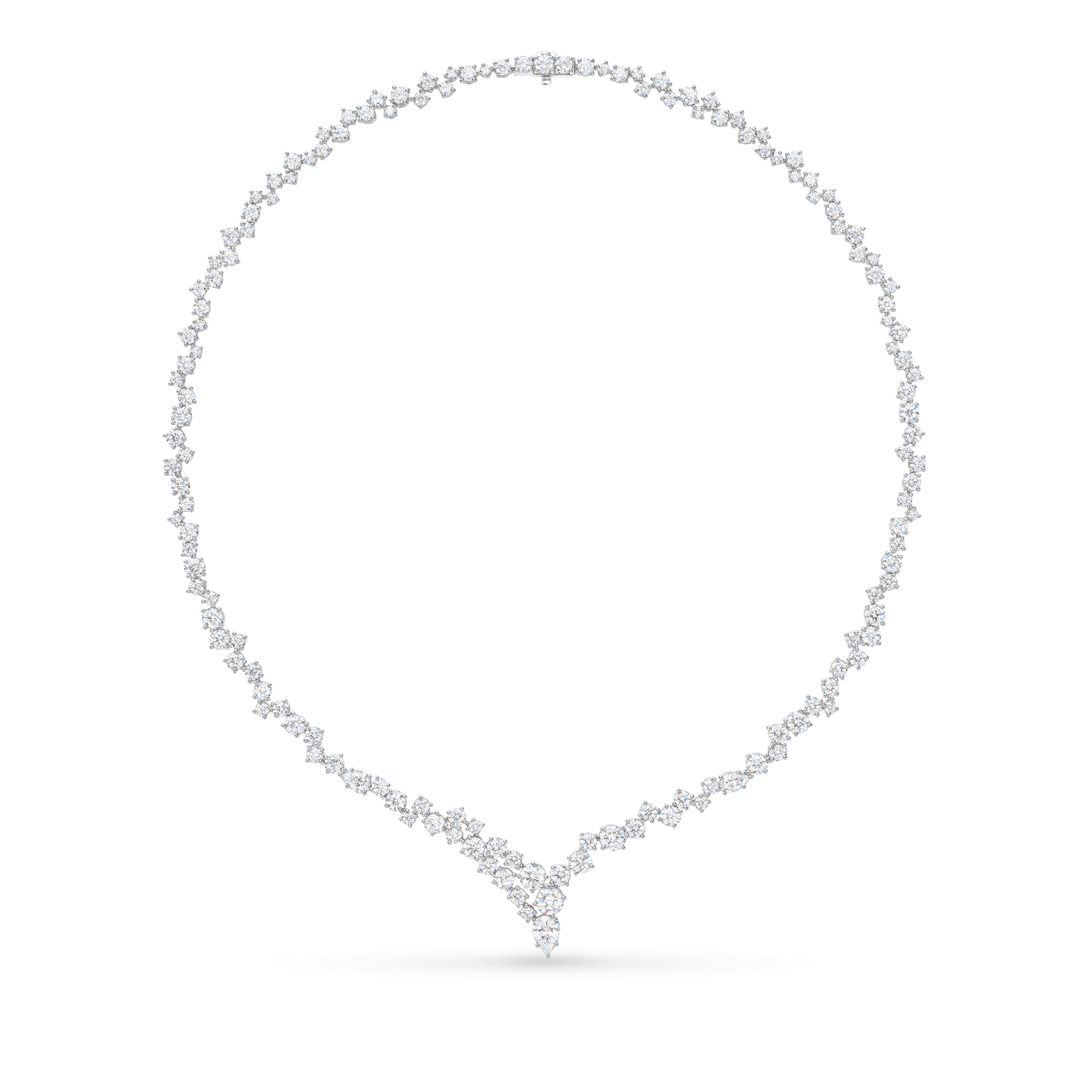 Front view of the Sparkling Cluster Diamond Necklace