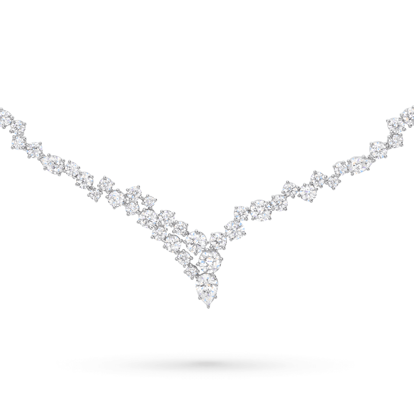 Close-up view of the Sparkling Cluster Diamond Necklace