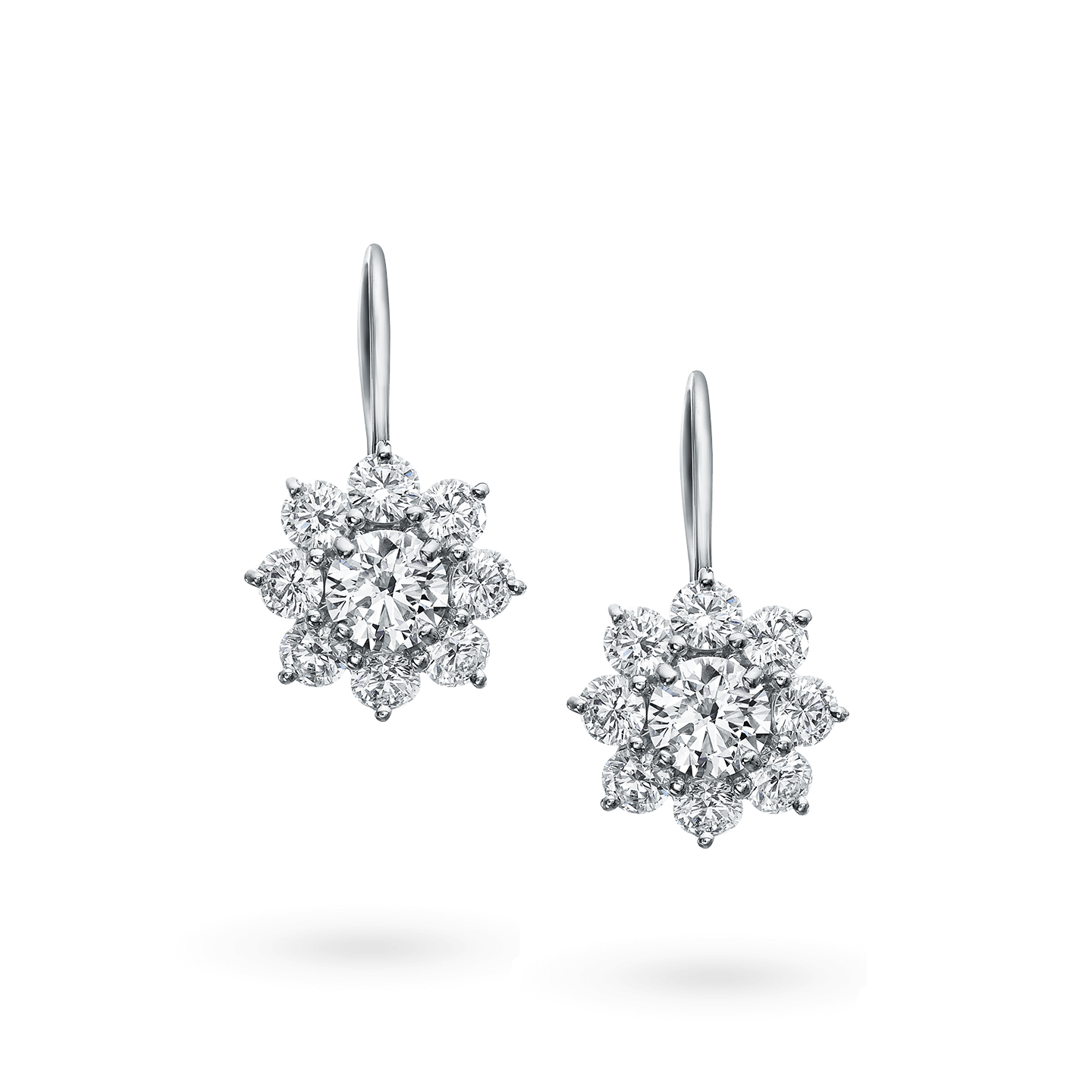 Sunflower Diamond Earrings on Platinum Wire Harry Winston
