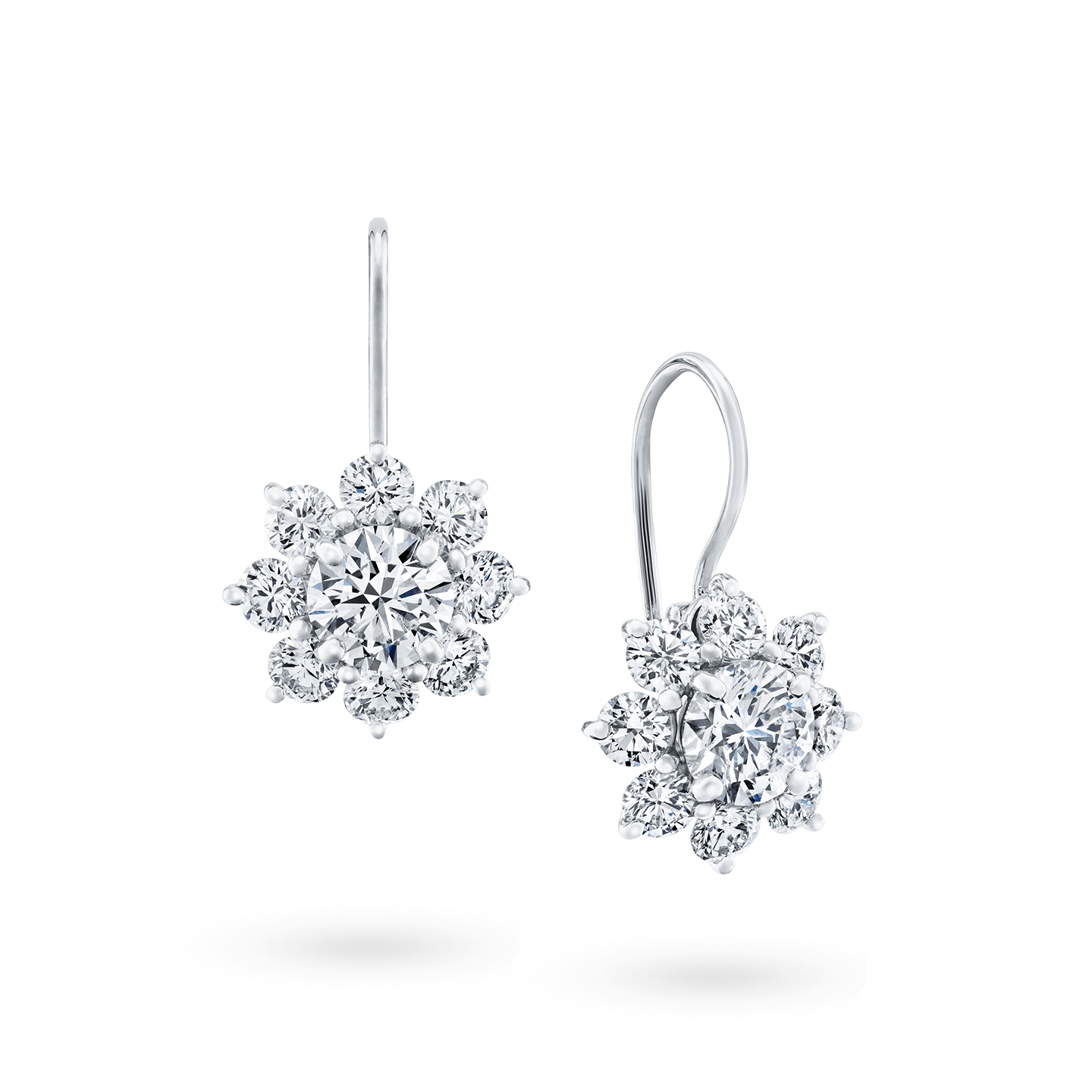 Sunflower Diamond Earrings on Platinum Wire, Product Image 2