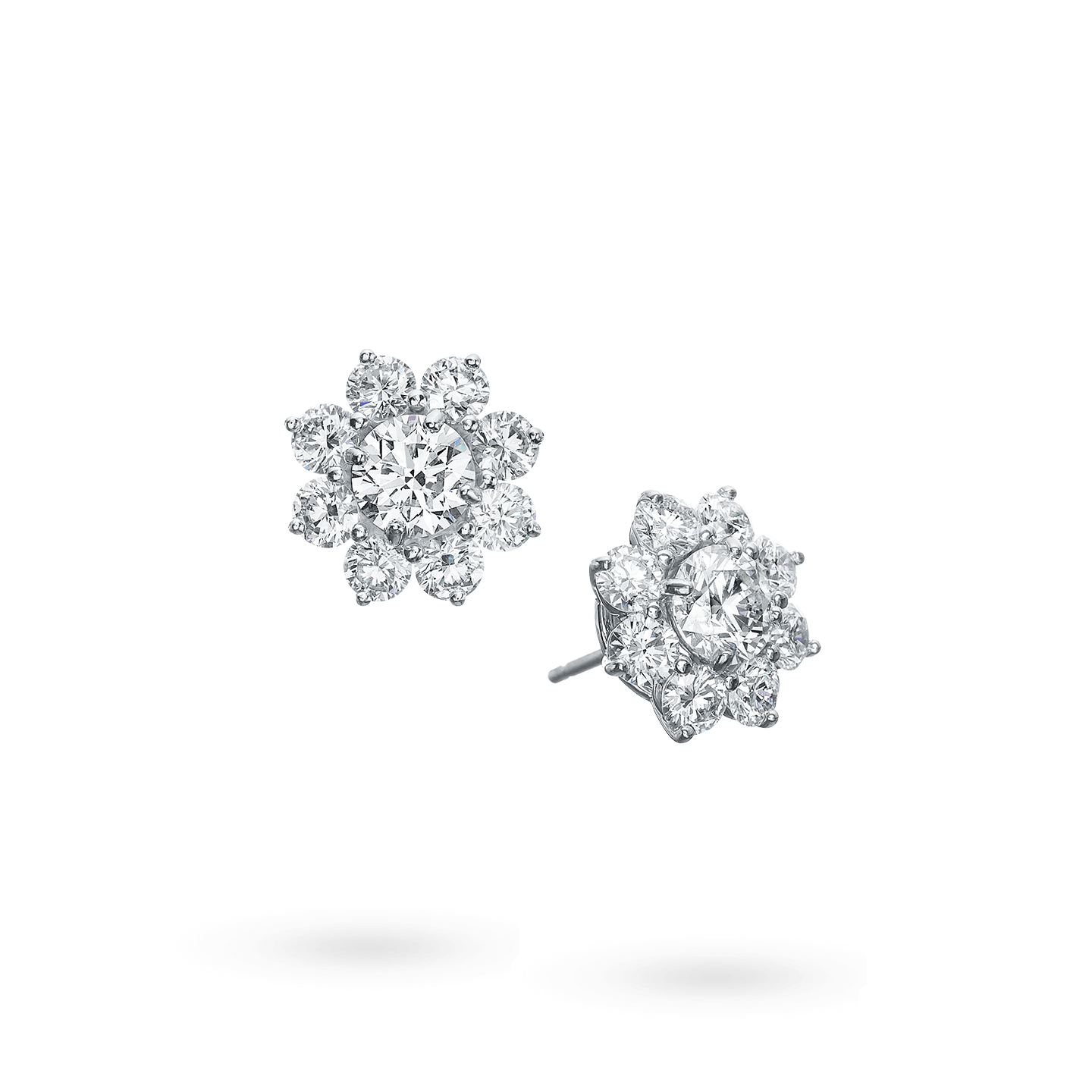 Vue en angle de la Boucles d'oreilles Sunflower en diamant