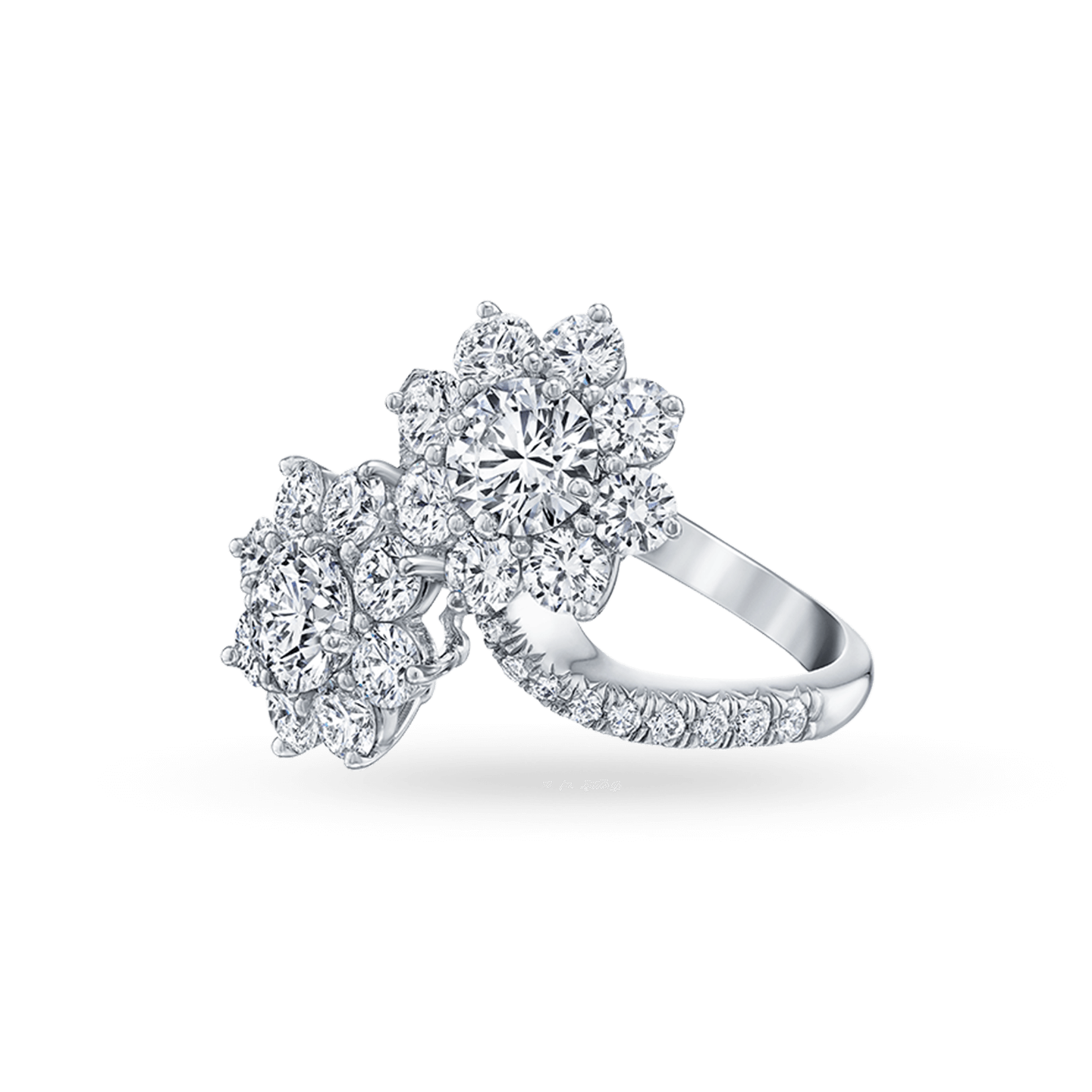 Angled view of the Sunflower Diamond Twin Ring