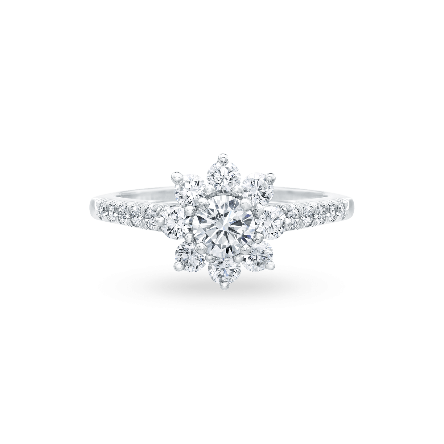 Vue de face de la Bague Sunflower en diamant, Mini
