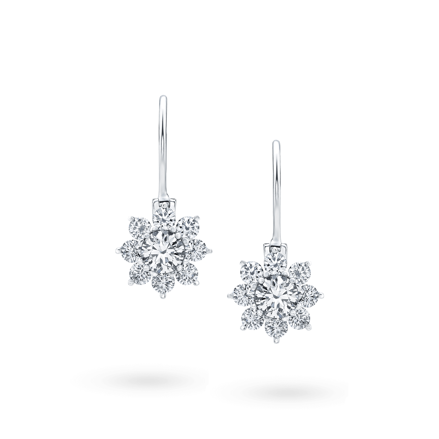 Front view of the Sunflower Petite Earrings on Platinum Wire