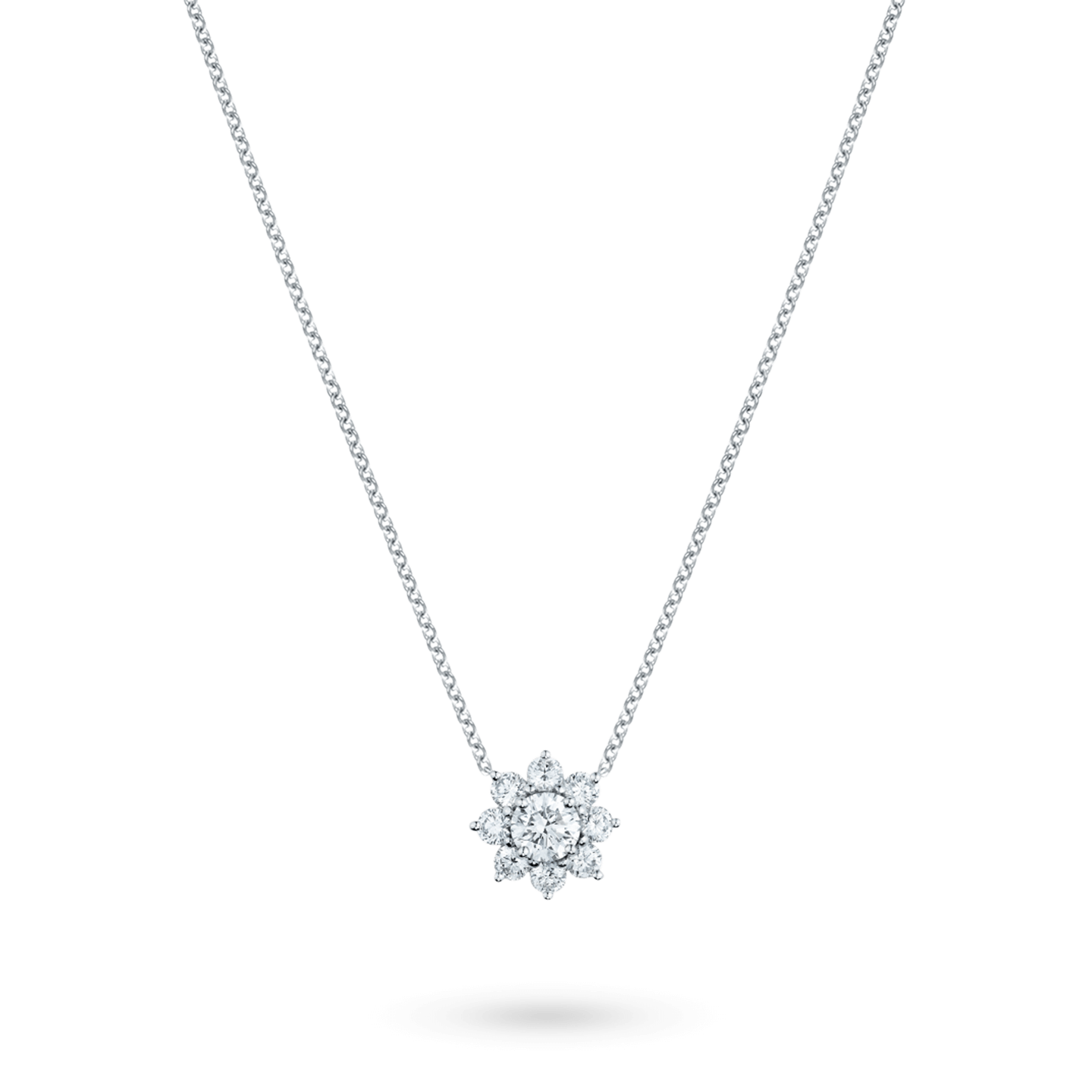 Sunflower Small Diamond Pendant on a longer chain