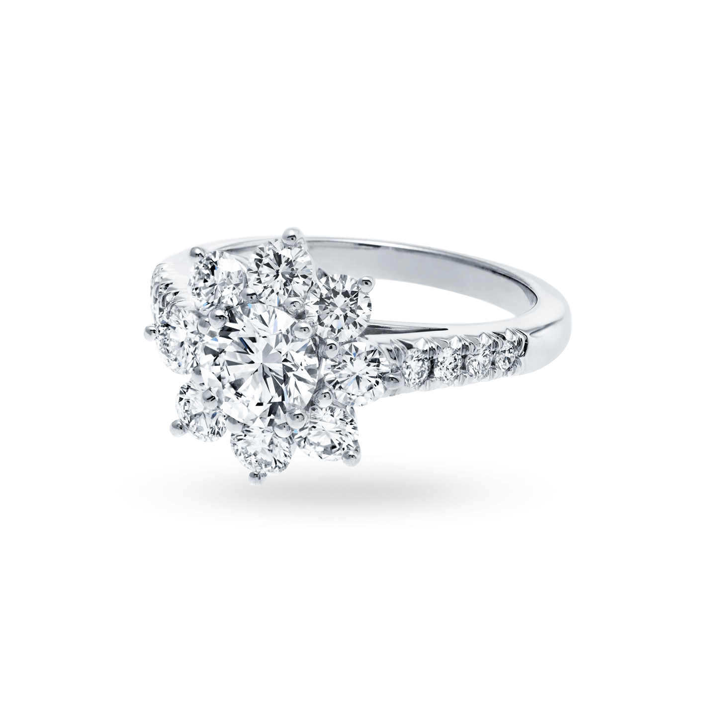 Vue en angle de la Bague Sunflower en diamant, Small