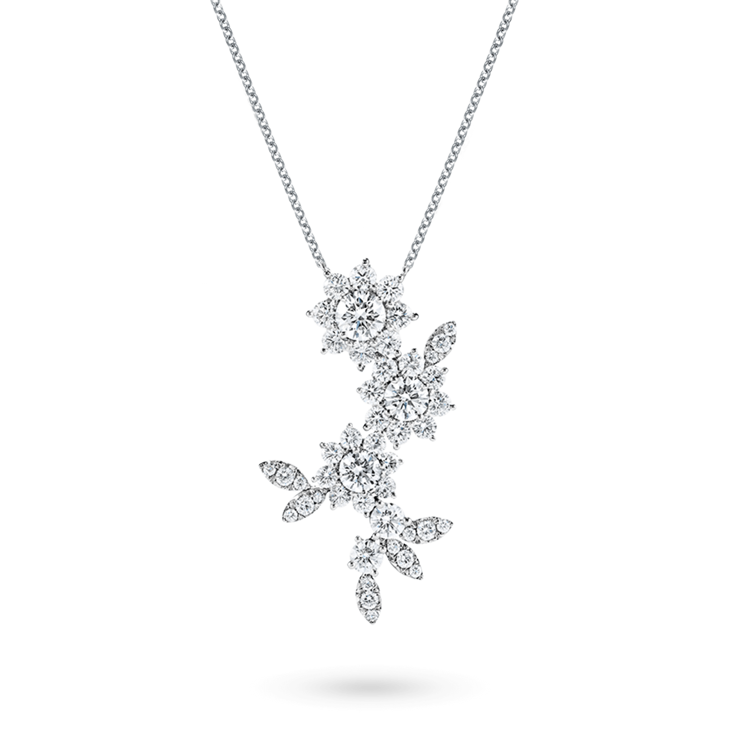 Sunflower Three Motif Diamond Pendant Harry Winston