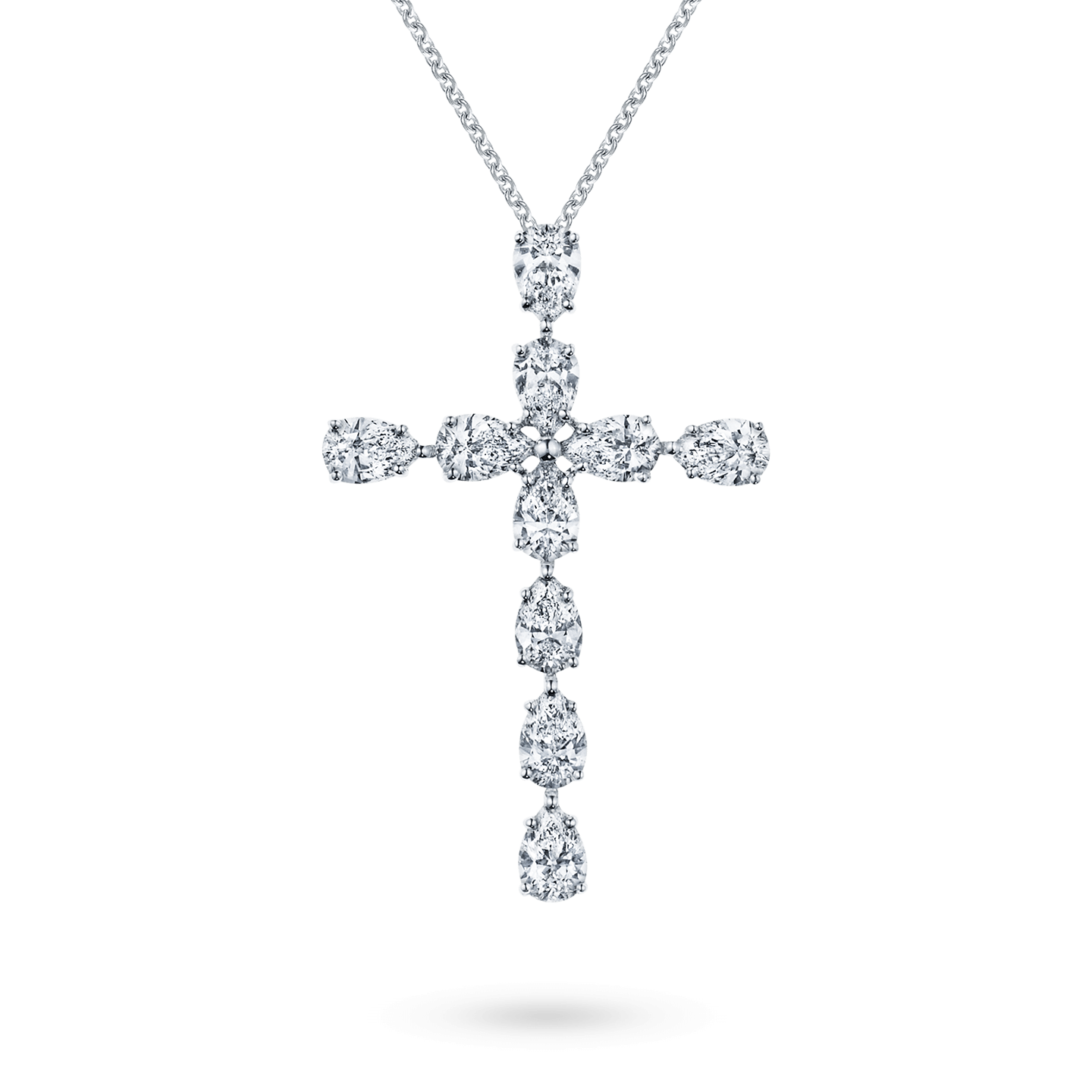 Symbols Pear-Shaped Diamond Cross Pendant, Product Image 1