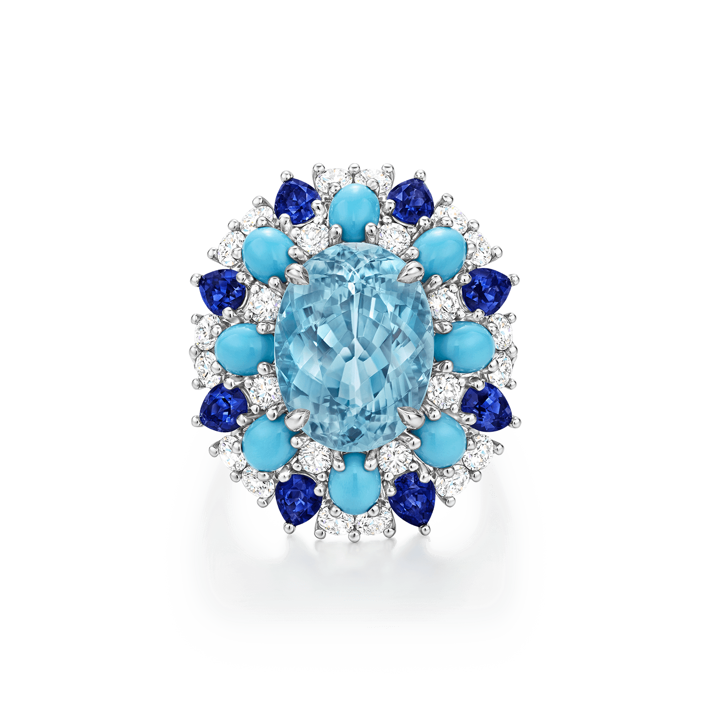 Winston Candy帕拉伊巴碧璽戒指，搭配藍寶石、綠松石和鑽石