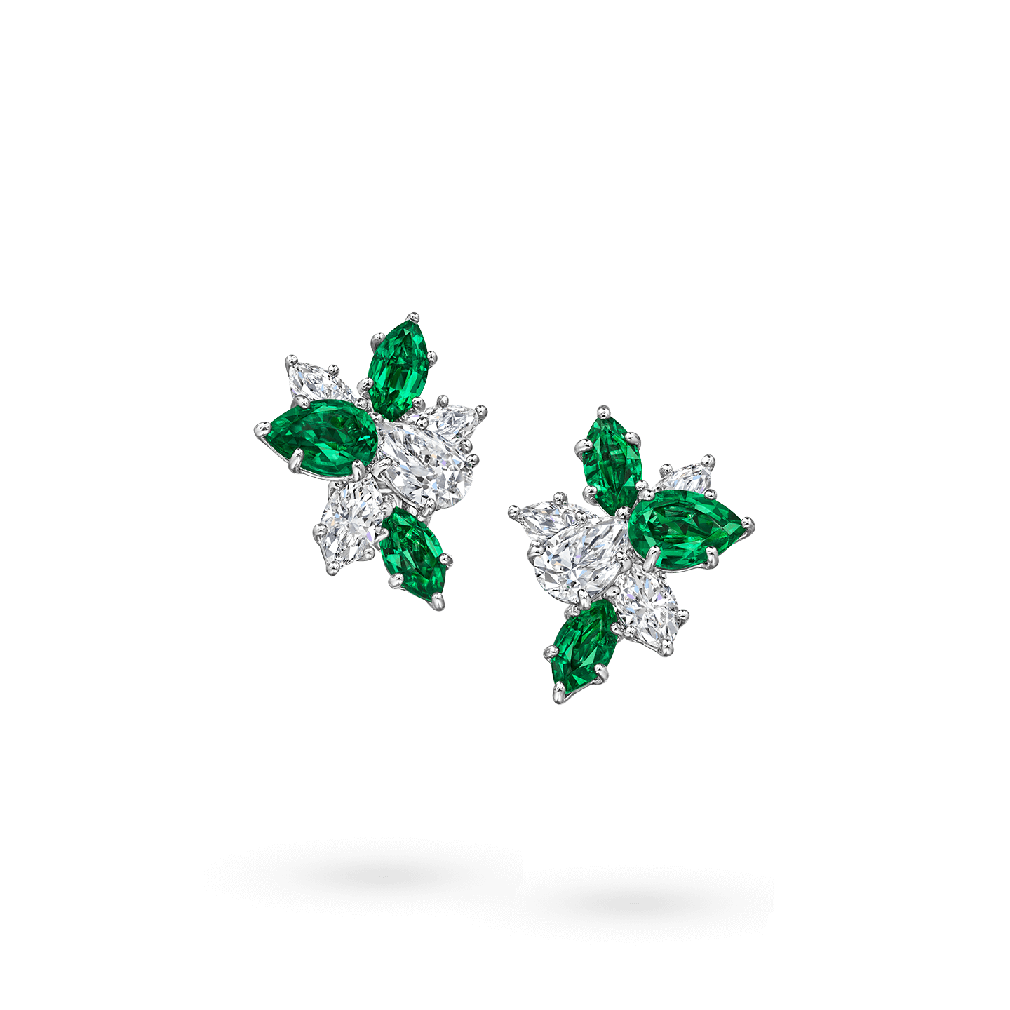 Winston Cluster Emerald and Diamond Earrings Harry Winston