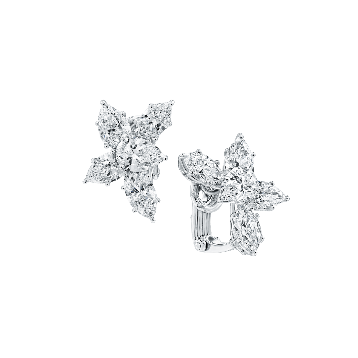 Angled view of the Winston Cluster Extra Large Diamond Earrings