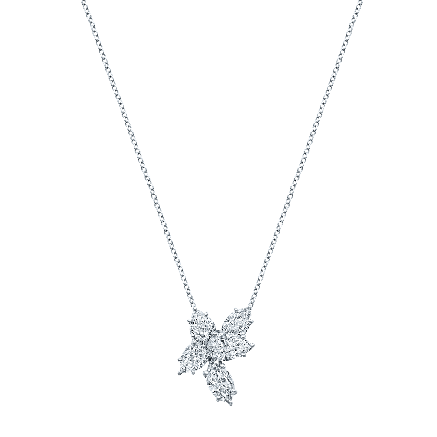 Winston Cluster Large Diamond Pendant on a longer chain