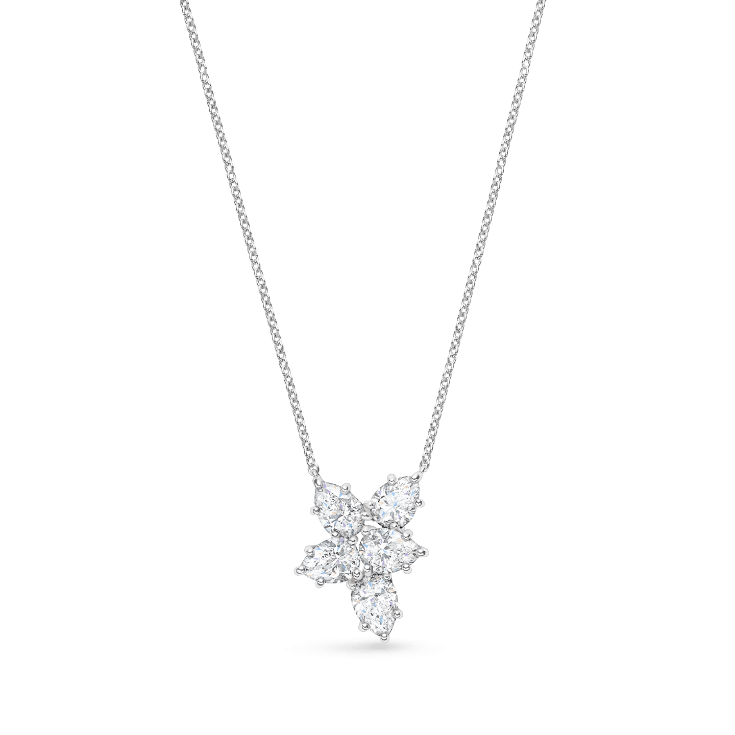 Winston Cluster Diamond Pendant, Large on a longer chain