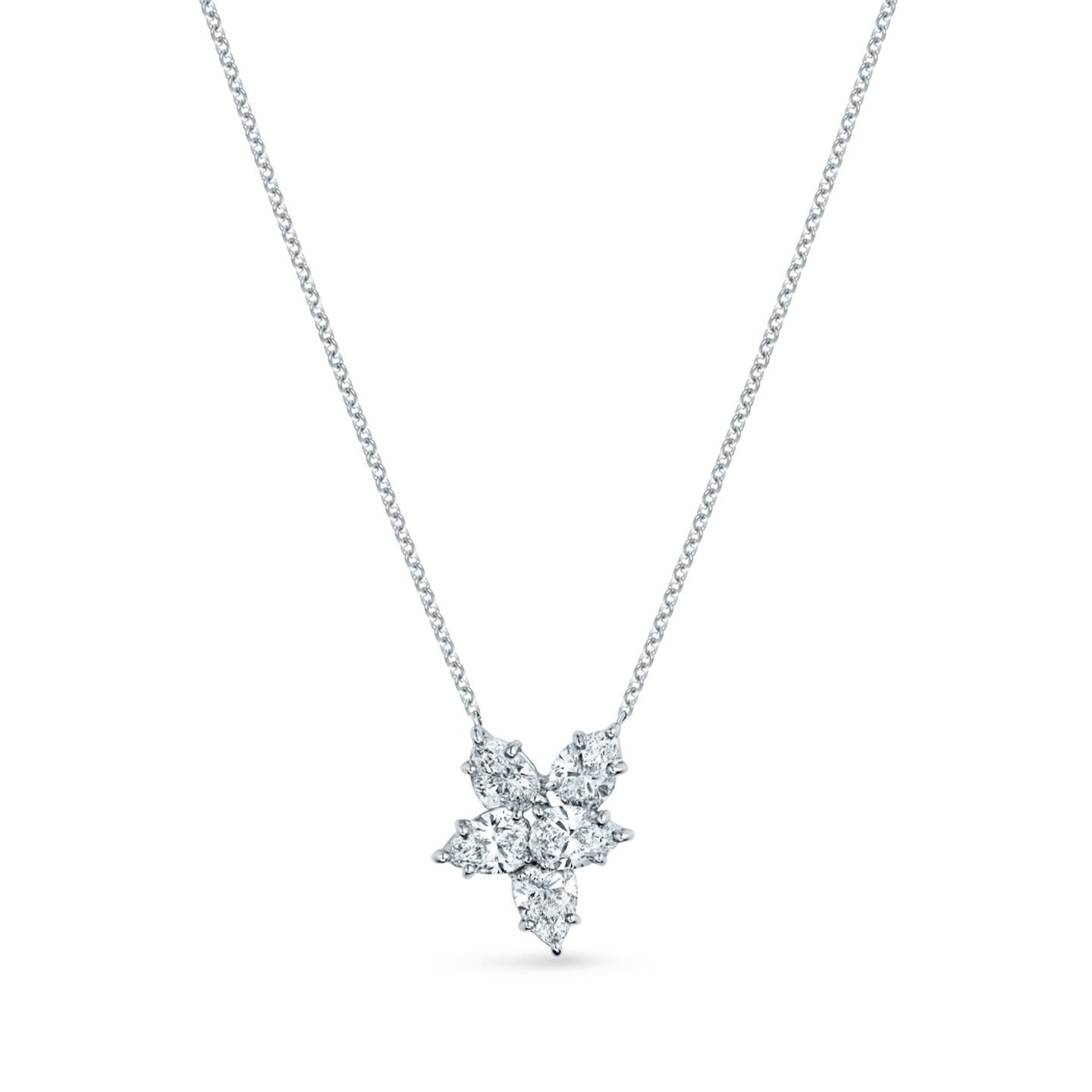 Winston Cluster Diamond Pendant, Medium on a longer chain