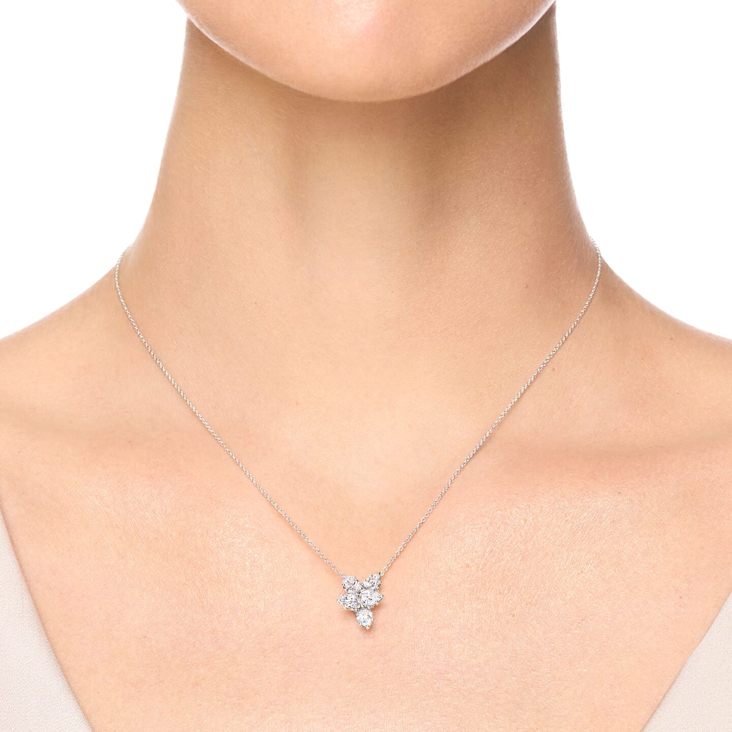 Winston Cluster Diamond Pendant, Medium on a model