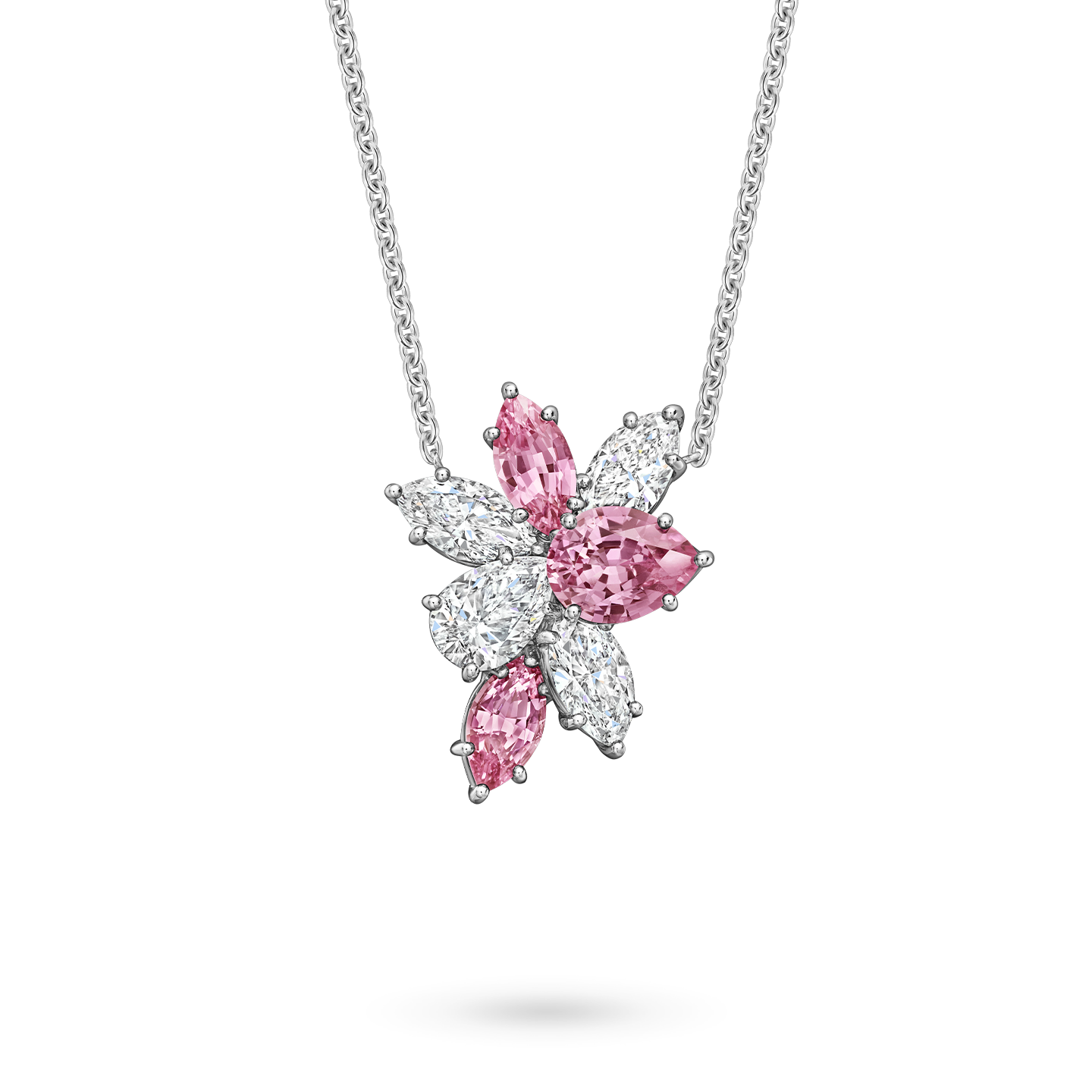 Pendentif Winston Cluster en saphir rose et diamant