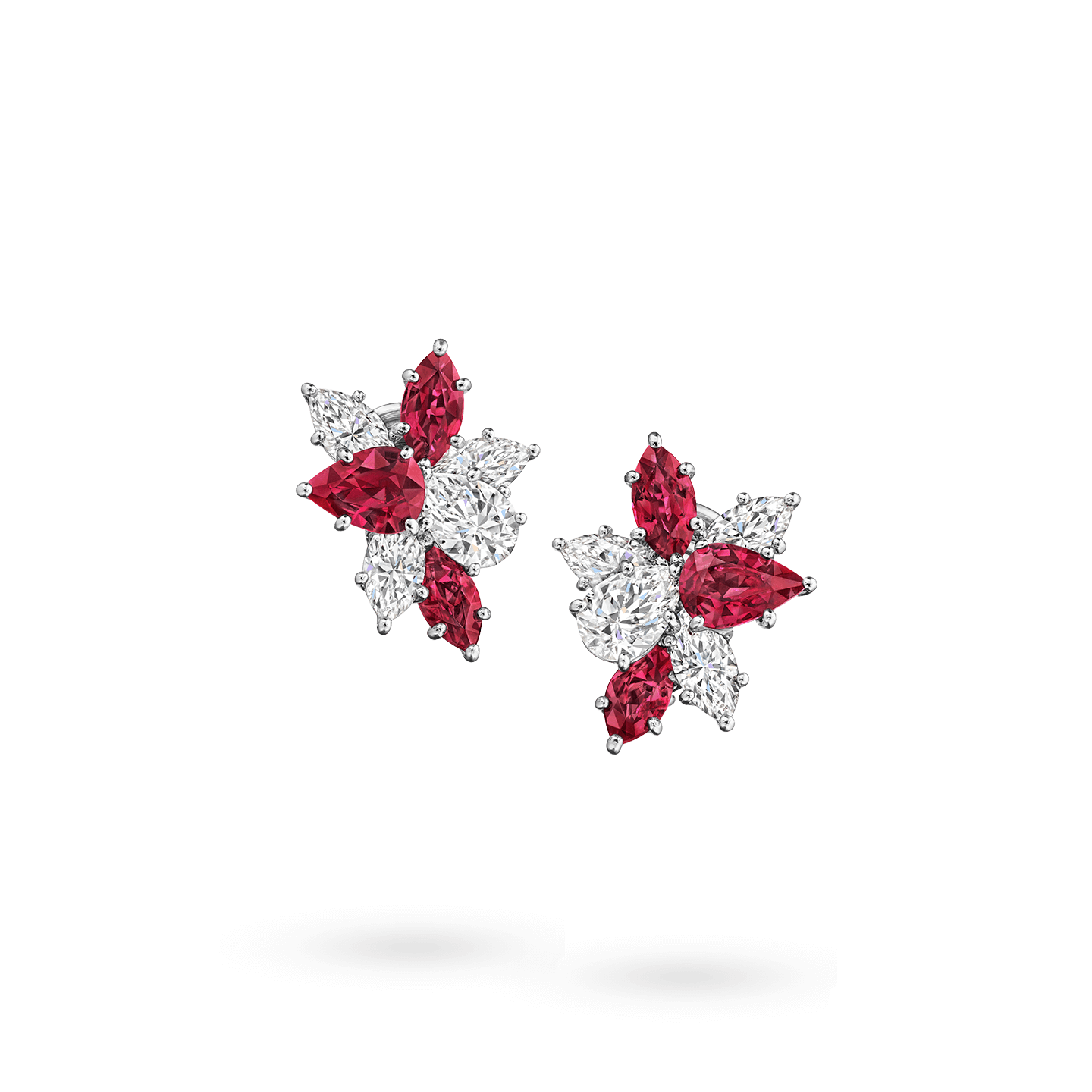 Winston Cluster Ruby and Diamond Earrings, Product Image 1