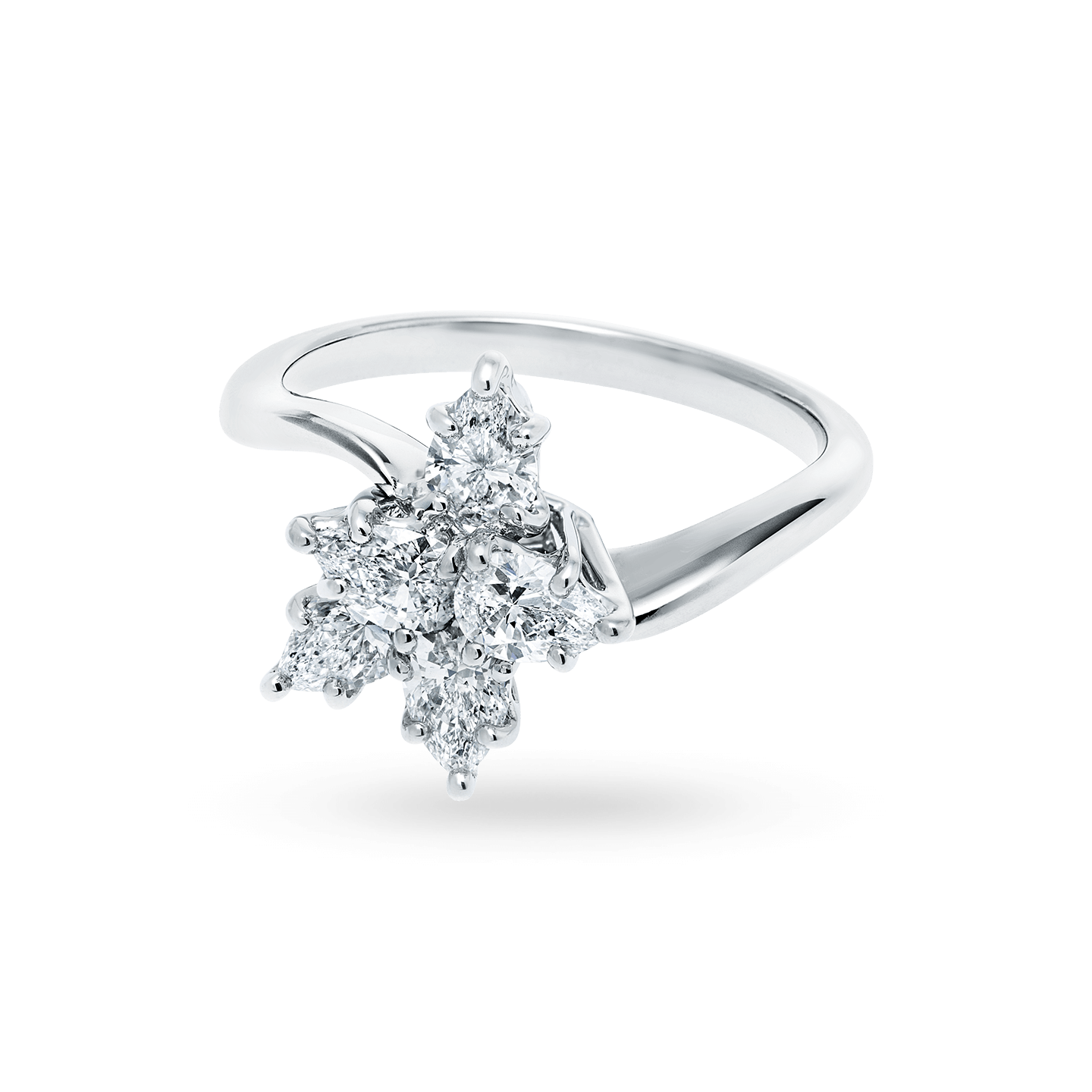 Vue en angle de la Bague Winston Cluster en diamant, Small