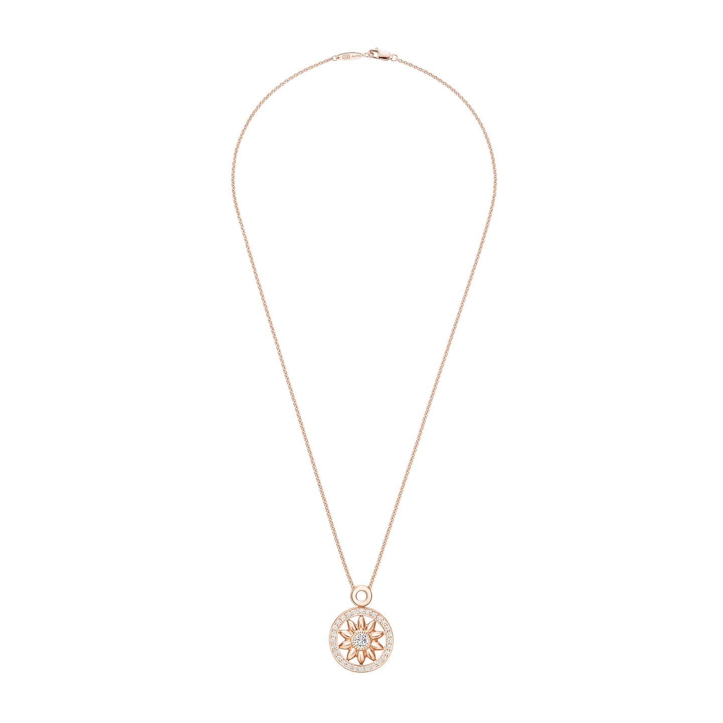 Winston Gates Rose Gold Diamond Pendant on a longer chain