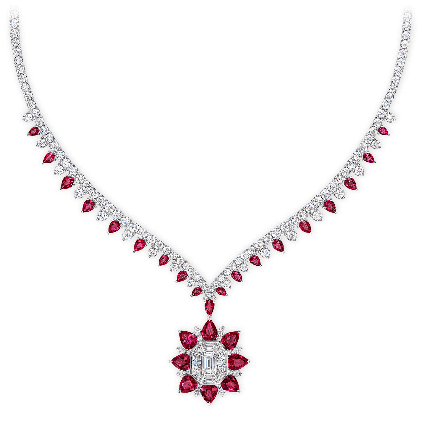 Diamond and ruby hot sale necklace