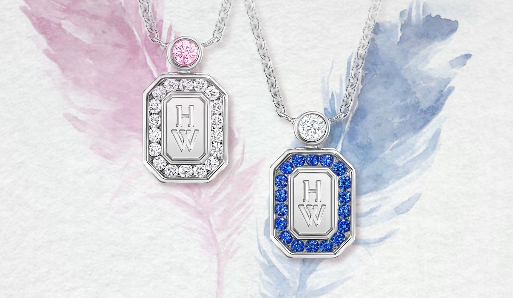 HW Logo Pink Sapphire Pendant and Sapphire Pendant for Chinese Valentine's Day