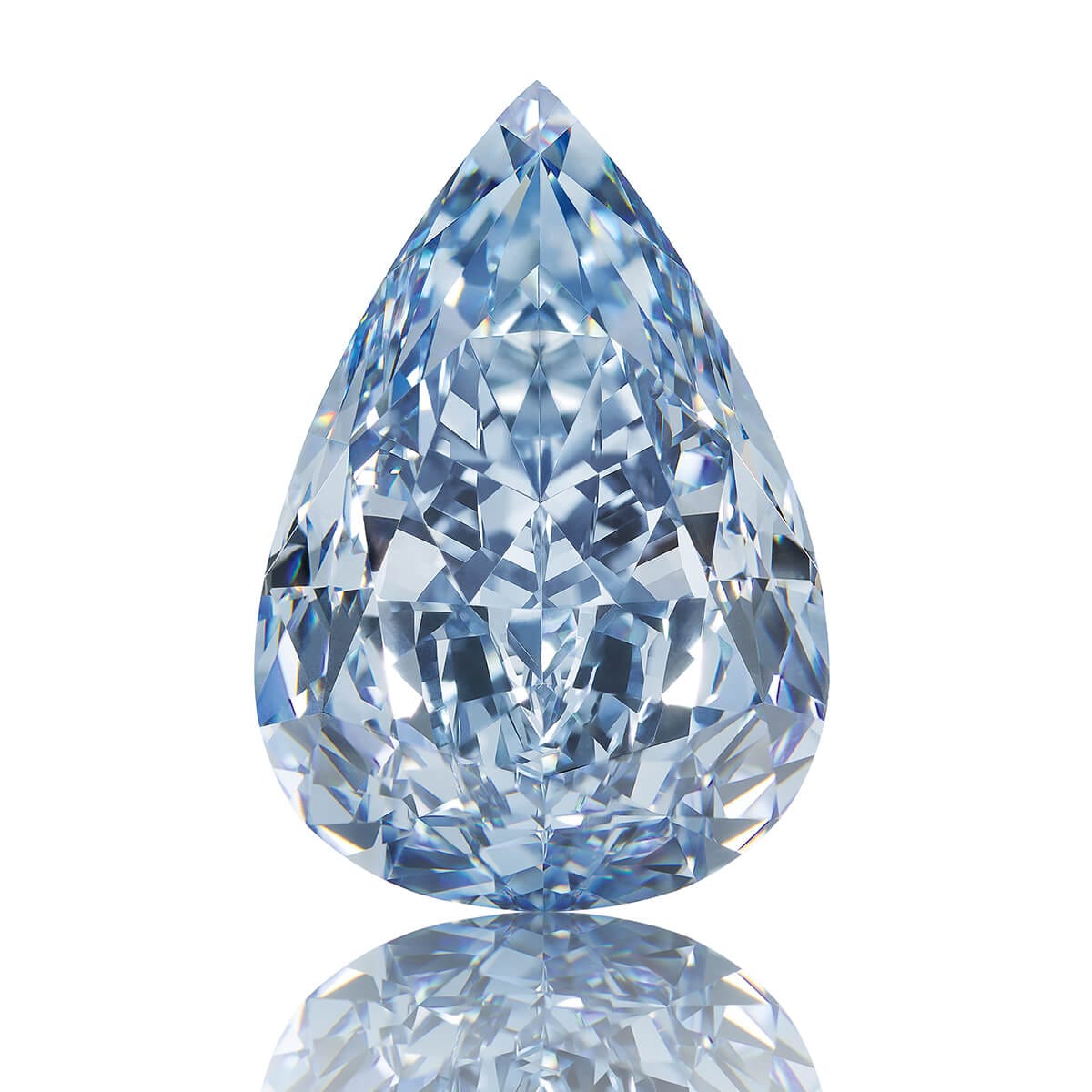 Image of the loose pear-shaped Winston Blue fancy vivid blue diamond