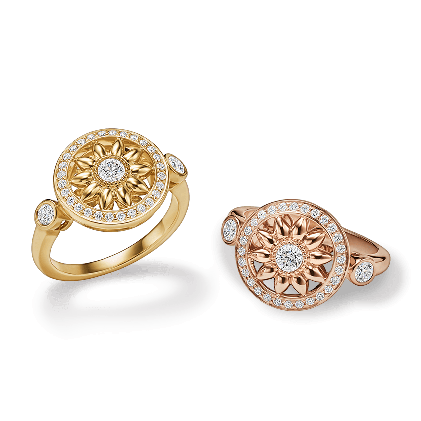 Winston Gates Yellow Gold and Rose Gold Diamond Rings