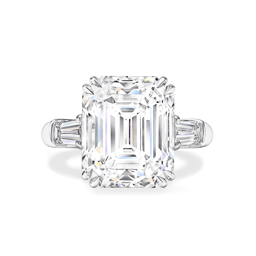 Classic Winston Emerald-Cut Engagement Ring with Tapered Baguette Side Stones