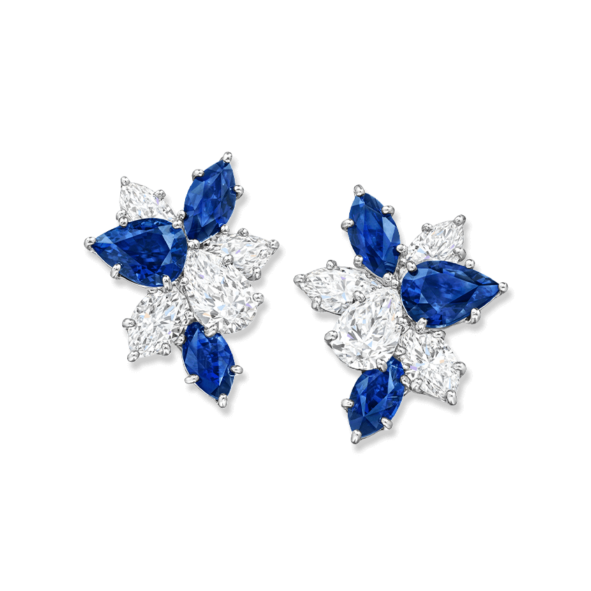 Winston Cluster Sapphire and Diamond Earrings