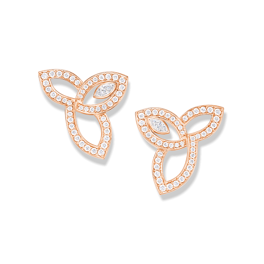 Lily Cluster Rose Gold Diamond Earrings 